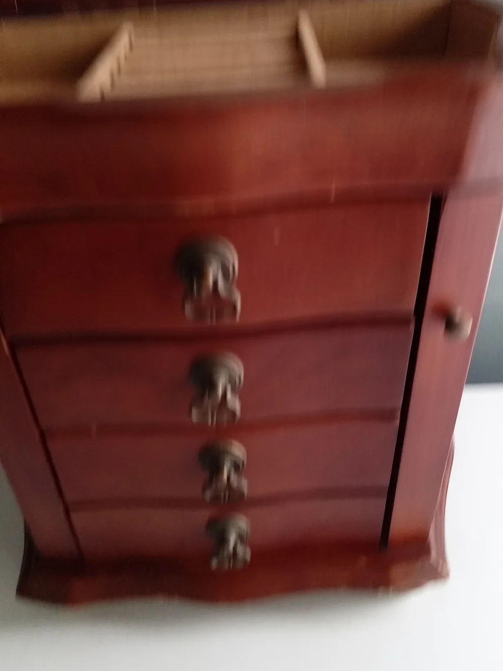 Kohls Wooden Jewelry Armoire Chest Cherry Finish 4 Drawers Side Doors Mirror